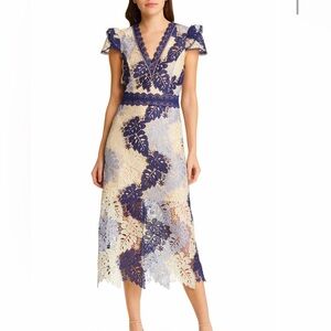 Adeline Rae Palm Lace Midi Dress NWT